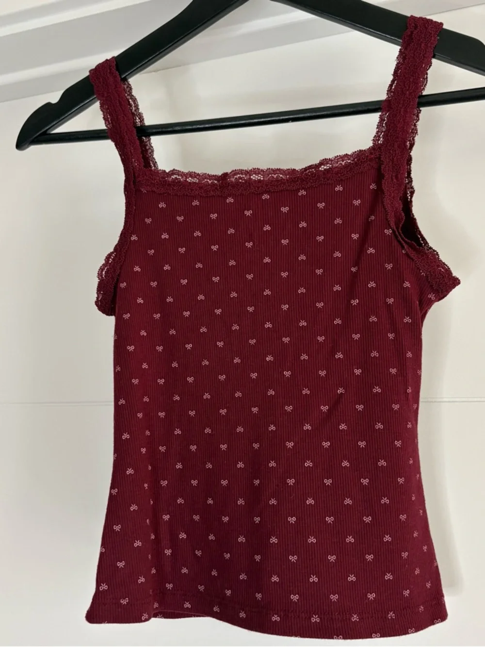 SO Lace Trim Henley Ribbed Tank Top Cami - Picture 5 of 8